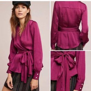 Anthropologie Moulinette Soeurs Raspberry Wrap Blouse, 8